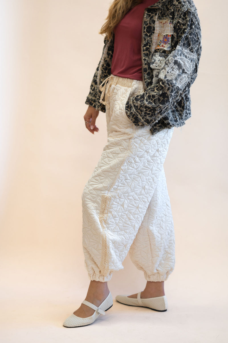 POL Cream Quilted Balloon Pants