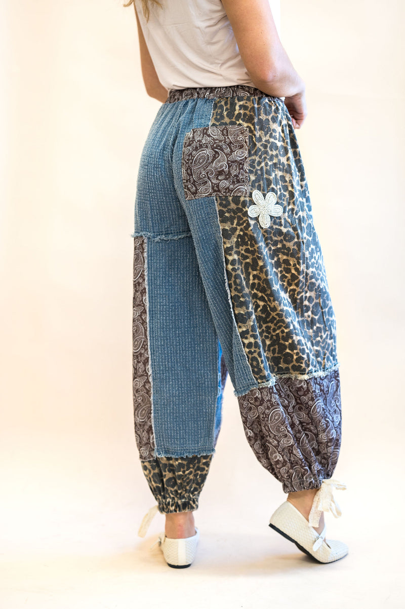 POL Denim and Cheetah Crochet Jogger