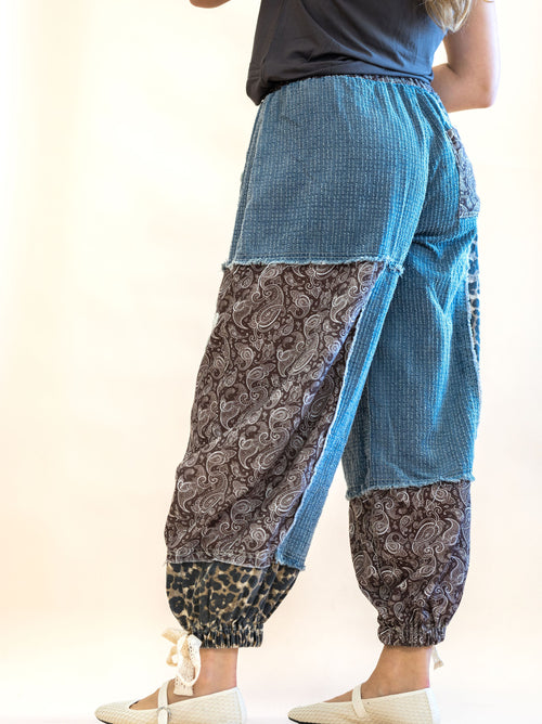 POL Denim and Cheetah Crochet Jogger