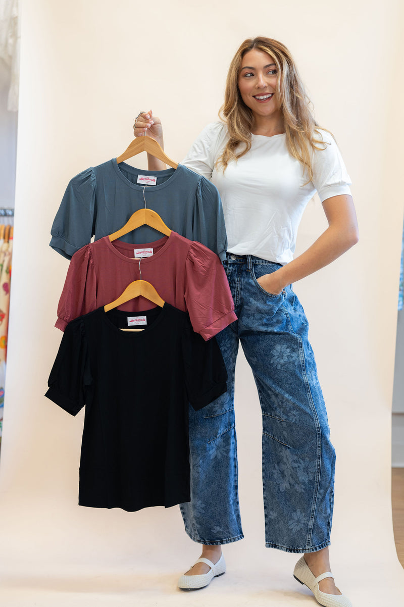 Butter Soft Basic Puff Sleeve Top