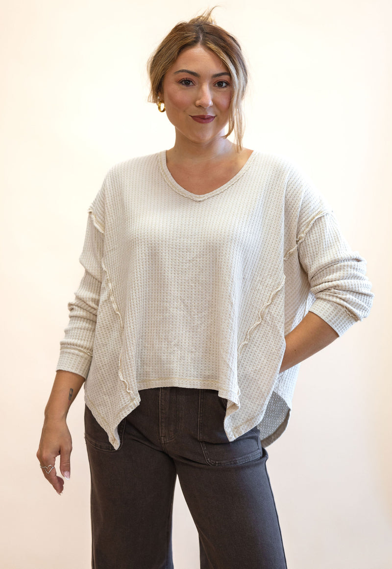 Oversized Mineral Wash Waffle Thermal: Oatmeal