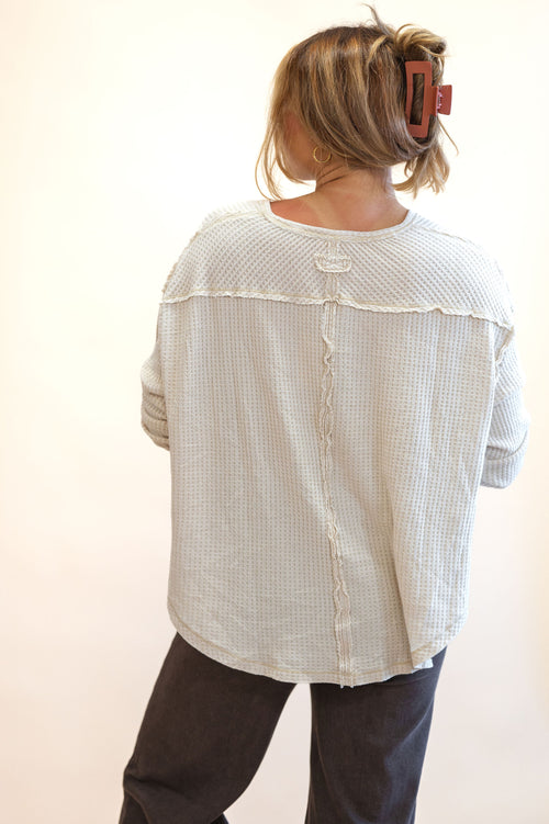 Oversized Mineral Wash Waffle Thermal: Oatmeal