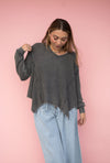 Oversized Mineral Wash Waffle Thermal: Charcoal