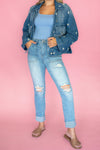 Judy Blue High Waist Patch Pocket Destroyed Boyfriend Jean