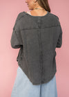 Oversized Mineral Wash Waffle Thermal: Charcoal