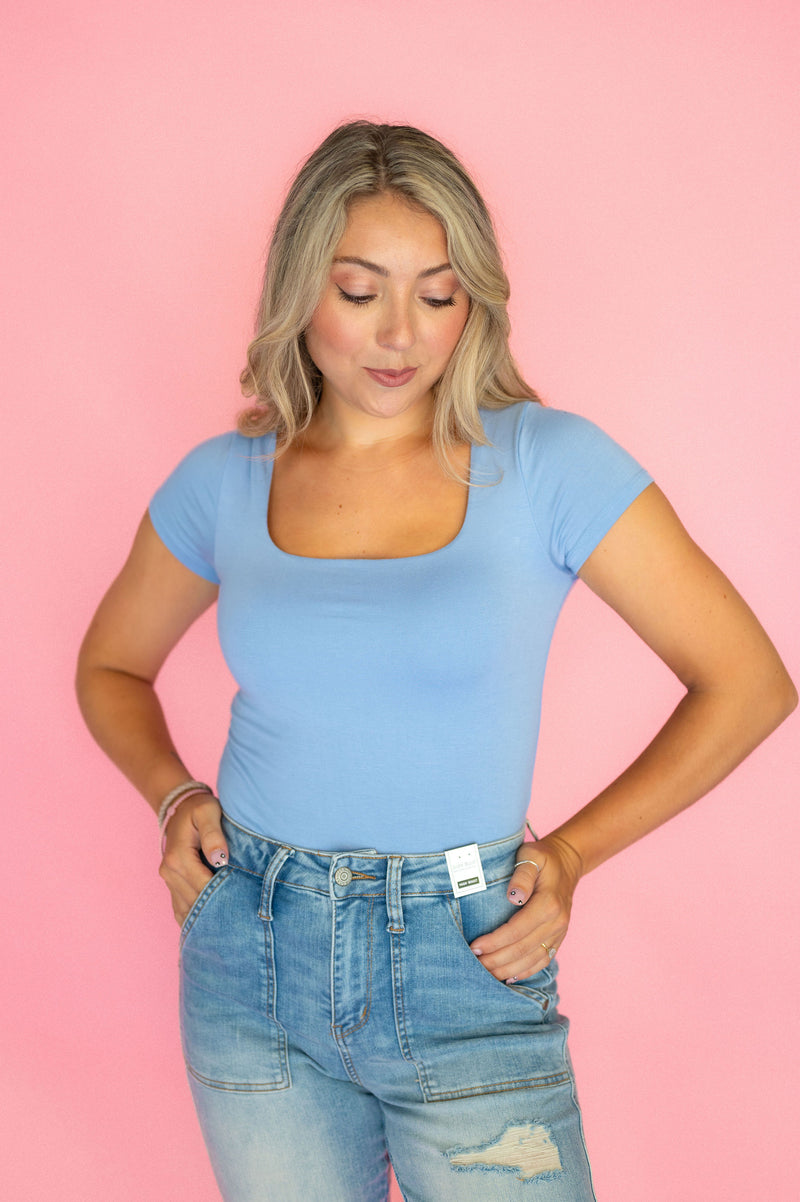 Basic Scoop Square Bodysuit: Multiple Colors