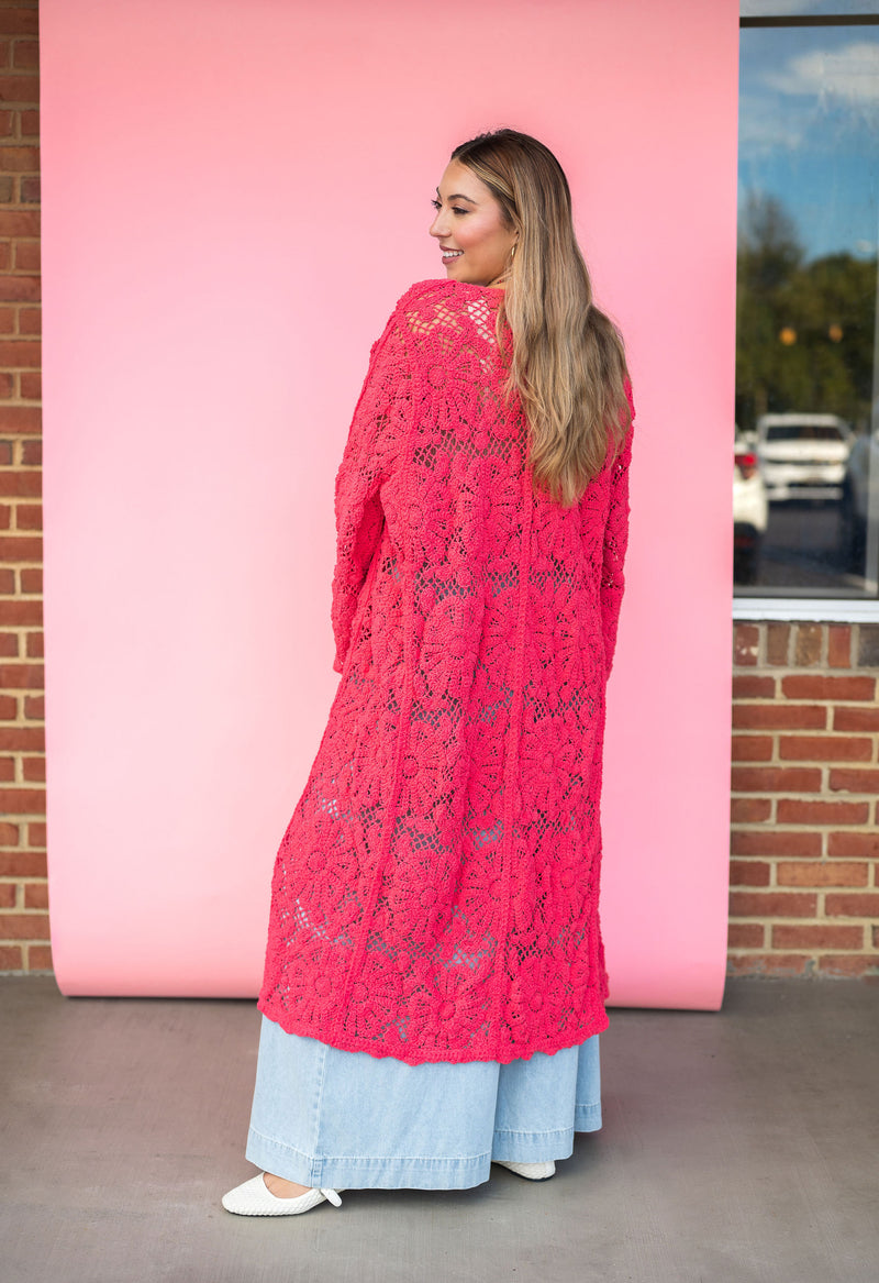 POL Sunset Bloom Crochet Cardigan