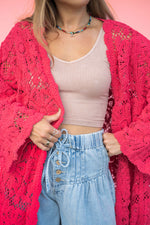 POL Sunset Bloom Crochet Cardigan