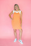 Back to It Wave Ribbed Stretch Overall Dress: Orange