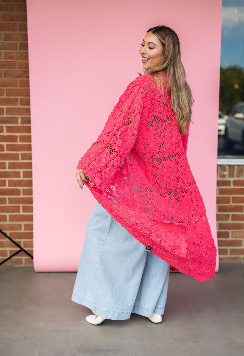 POL Sunset Bloom Crochet Cardigan
