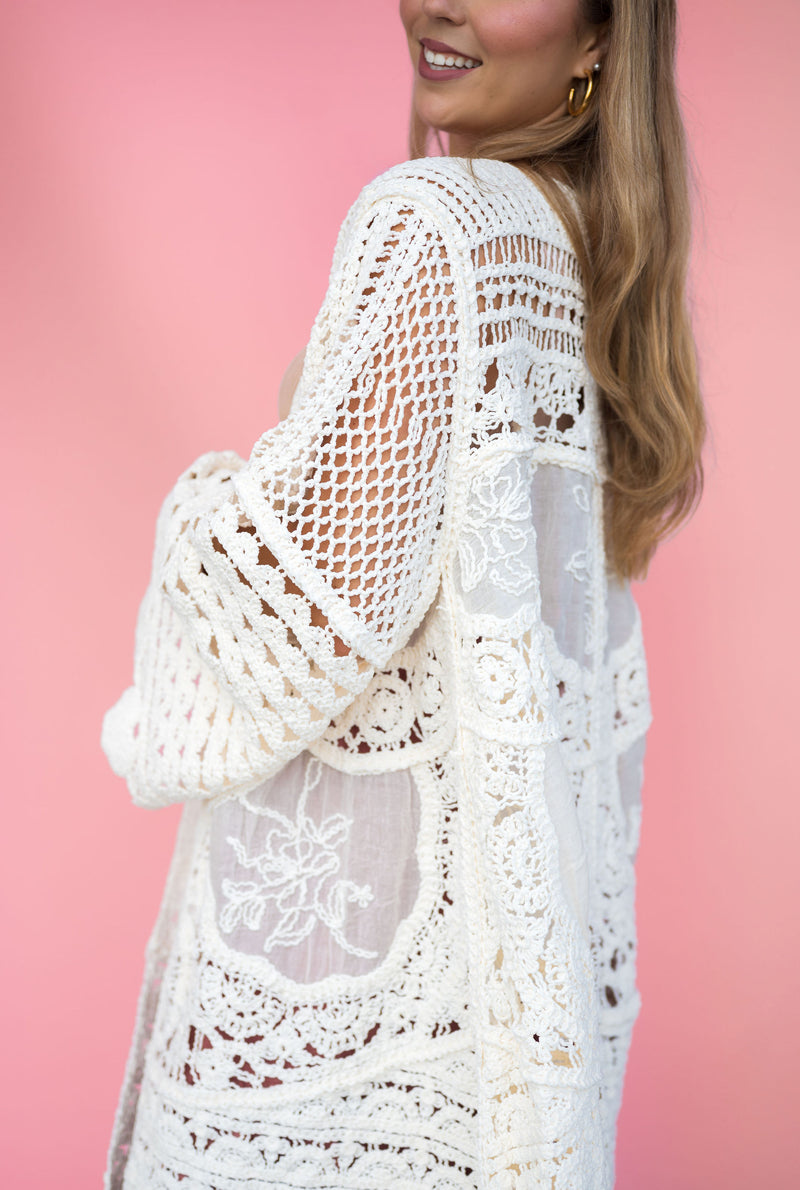 POL Boho Lace Dreams Crochet Cardigan