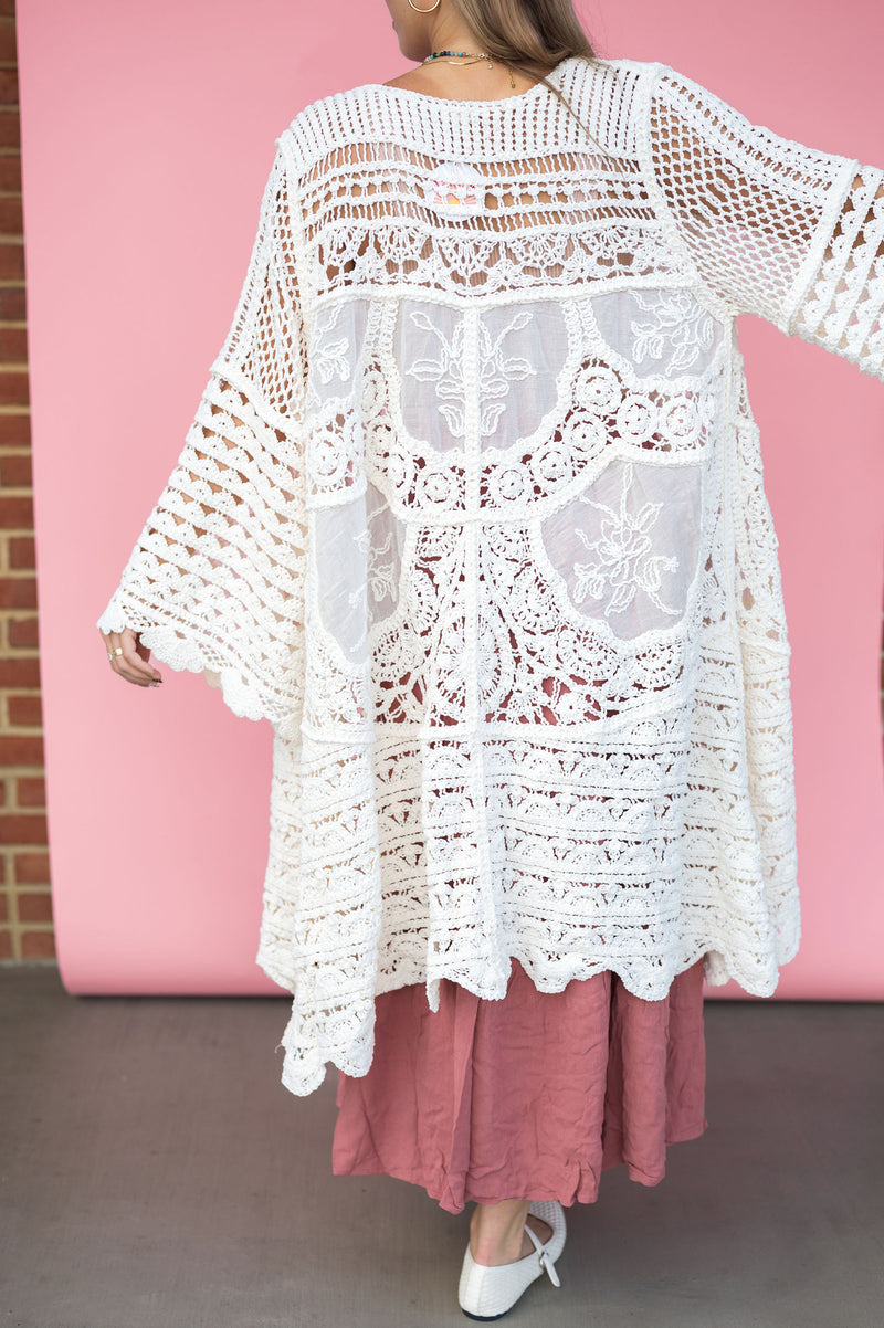 POL Boho Lace Dreams Crochet Cardigan