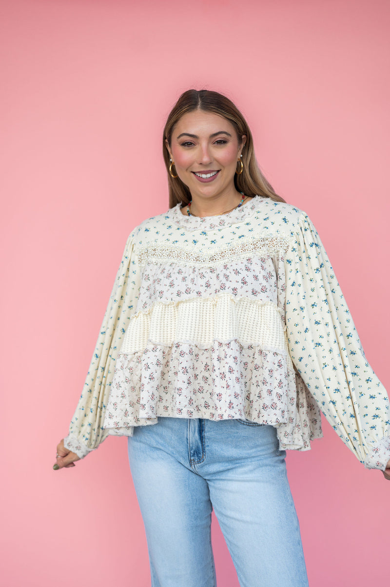 POL Love & Pearls Floral Sweater