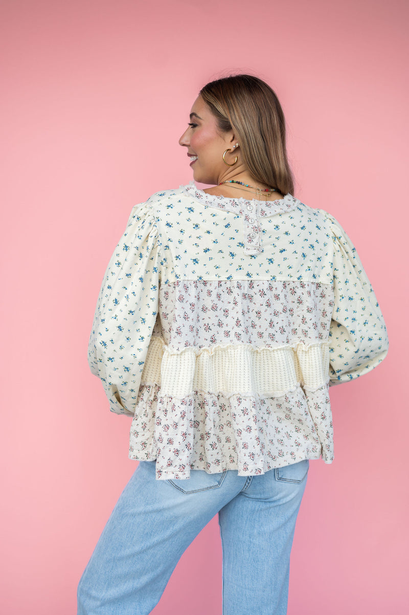 POL Love & Pearls Floral Sweater