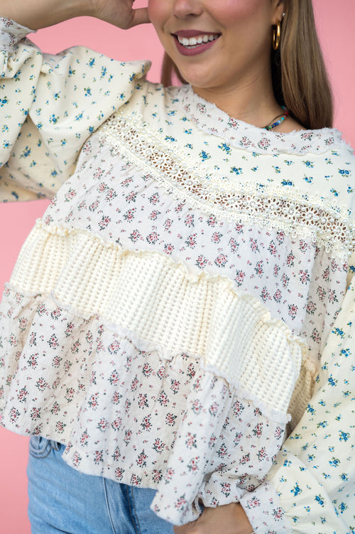 POL Love & Pearls Floral Sweater