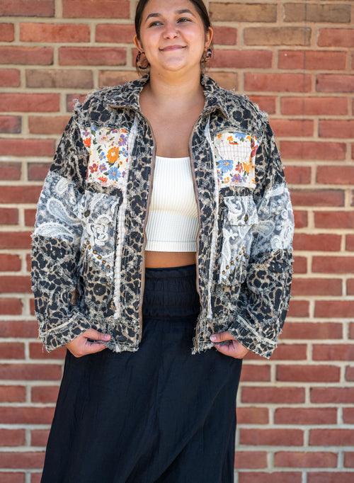 POL Leopard and Patchwork Jacket