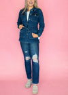 Judy Blue Dark Wash Denim Utility Side Slit Jacket