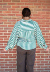 Cream and Green Striped Button Down