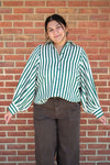 Cream and Green Striped Button Down