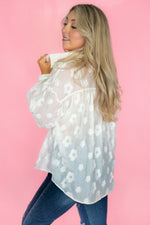 Cream Floral Burnout Blouse