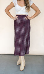 Chocolate Dot Satin Midi Skirt