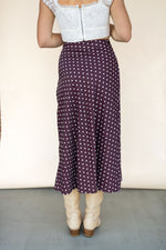 Chocolate Dot Satin Midi Skirt
