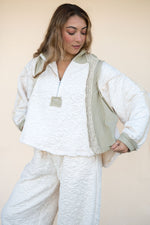 POL Cream Quilted Quarter Zip Hoodie