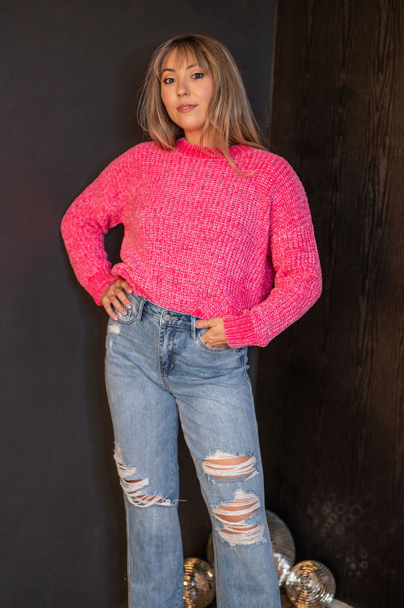 Classic Chenille Sweater: Pink