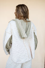 POL Cream Quilted Quarter Zip Hoodie