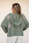 POL Boho Star Hooded Sweater - Olive