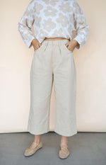 Mid Rise Wide Leg Oatmeal Trouser