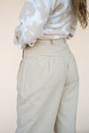 Mid Rise Wide Leg Oatmeal Trouser