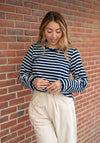 Call Me Navy Scalloped Long Sleeve