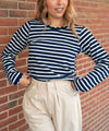 Call Me Navy Scalloped Long Sleeve