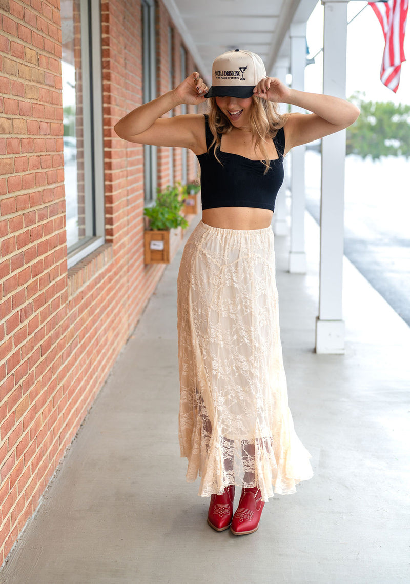 Vanilla Lace Petal Maxi Skirt