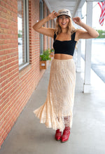 Vanilla Lace Petal Maxi Skirt