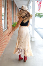 Vanilla Lace Petal Maxi Skirt