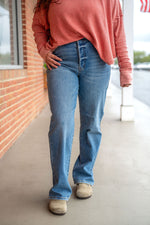 Essential 90’s Button Fly High Rise Straight Leg Dad Jean