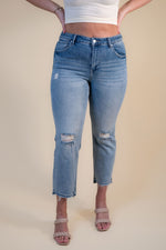 Risen Claire High Rise Distressed Straight Jeans