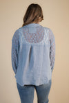 Sky Blue Lace Linen Shirt