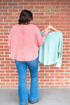 Round Neck Oversized Mineral Wash Waffle Thermal