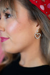 Gold & Pearl Heart Dangle Earrings