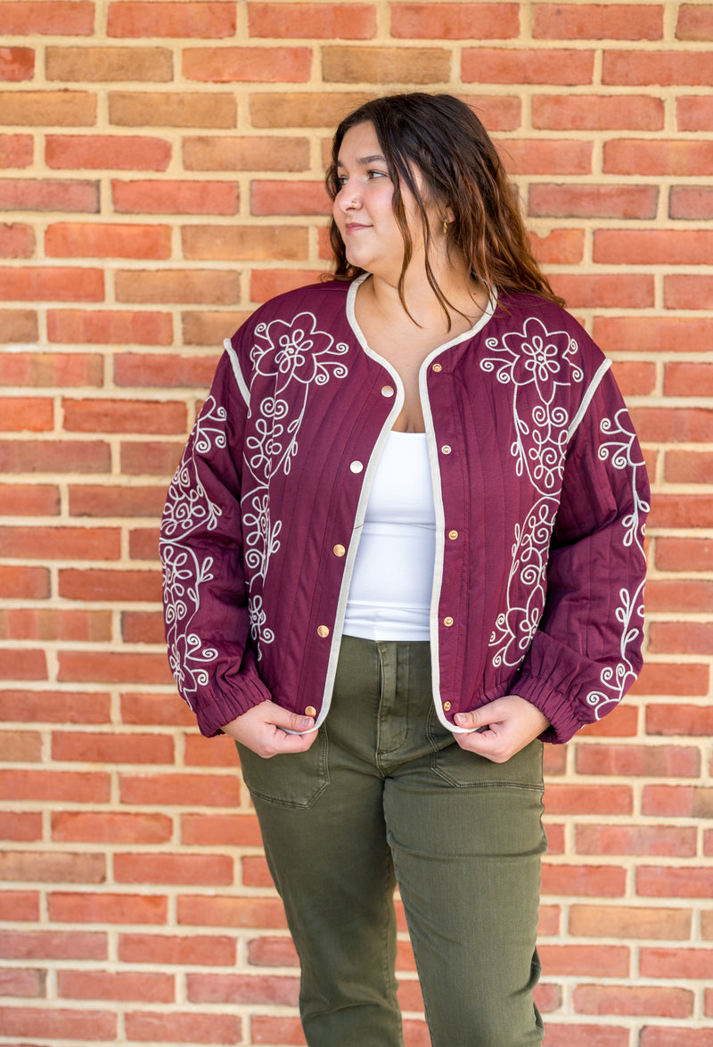 Sugarplum Western Quilt Embroidered Jacket