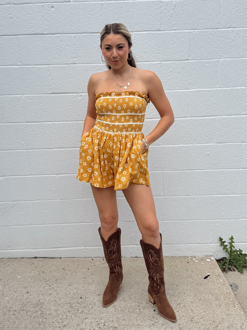 Golden Daisy Dreams Smocked Romper