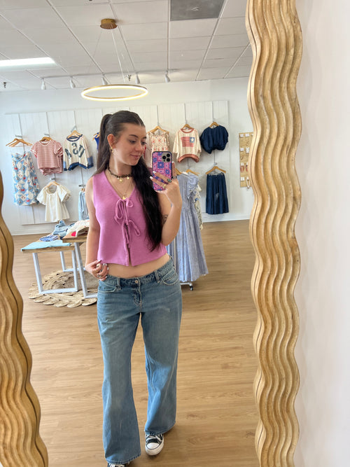 Double Tie Lilac Top