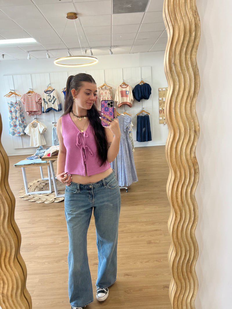 Double Tie Lilac Top