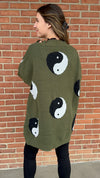 Oversized Yin Yang Cardigan: Olive