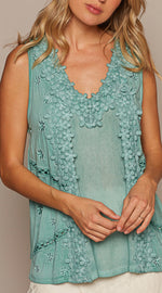 Lace Applique V-Neck Tank