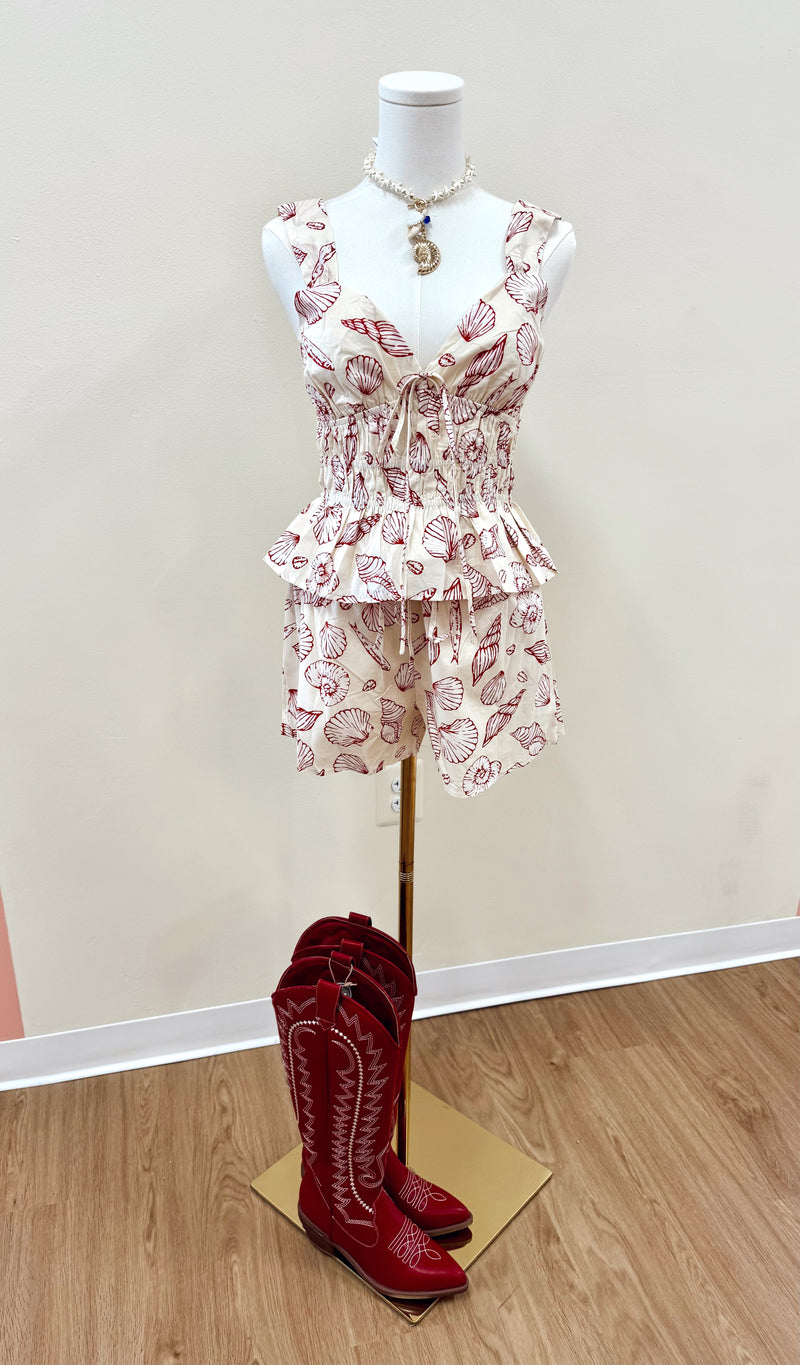 Woven Shellfish Summer Tank and Shorts Set