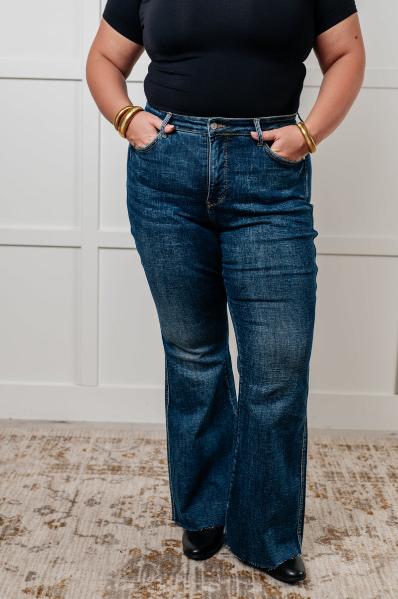 Judy Blue Elaine High Rise Control Top Shield Pocket Flare Jeans